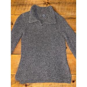 Womens Eddie Bauer Dark Gray Chunky Knit Lambs Wool‎ Camel Hair Cozy Sweater S